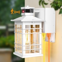 Porch Light With Gfci Outlets Builtin Motion Sensor Dusk To Dawn Outdoor Light Fixture Wall Lantern Aluminum Antirust Outsid