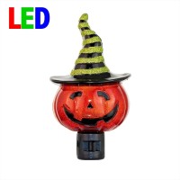 Novelty Lights Led Pumpkin In Witch Hat Halloween Decoration Night Light With Swivel Plug