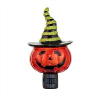 Novelty Lights Led Pumpkin In Witch Hat Halloween Decoration Night Light With Swivel Plug