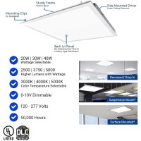 2X2 Ft Led Light Flat Panel 203040W Color Temperature Selectable 3K 4K 5K Dimmable Recessed Drop Ceiling Lights 25003