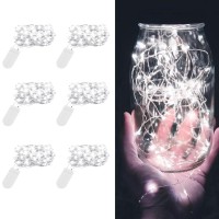 Ledikon 6 Pack Ledfairy Lights Battery Operated String Lightssilver Wire Cool White For Weddingparty Centerpiecestable Decor