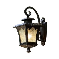 Led Indoor Wall Light, European Retro Outdoor Glass Lantern Wall Lamp Traditional Victoria Aluminum Metal Waterproof Wall Light Fixture E27 Decor Villa Balcony Porch Wall Sconce Lighting For House