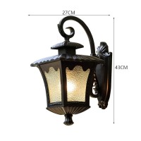 Led Indoor Wall Light, European Retro Outdoor Glass Lantern Wall Lamp Traditional Victoria Aluminum Metal Waterproof Wall Light Fixture E27 Decor Villa Balcony Porch Wall Sconce Lighting For House