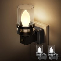 Briignite Candle Night Light Plug In 2 Pack Vintage Night Lights Plug Into Wall Led Night Light With Dusk To Dawn Light Sens