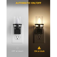 Briignite Candle Night Light Plug In 2 Pack Vintage Night Lights Plug Into Wall Led Night Light With Dusk To Dawn Light Sens