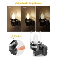 Briignite Candle Night Light Plug In 2 Pack Vintage Night Lights Plug Into Wall Led Night Light With Dusk To Dawn Light Sens