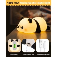 Led Cute Panda Night Light 3 Level Dimmable Nursery Night Light Squishy Silicone Night Light Rechargeable Bedside Touch Lamp For