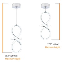 Mayna Modern Led Pendant Lights Kitchen Island Chrome Chandelier 22W Adjustable Height Hanging Light Fixture For Kitchen Dinin