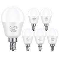 Ajuns 5Watt (40W Equivalent) Led Bulbs, E12 Small Base Ceiling Fan Light Bulbs,450 Lumen,Warm White 2700K, 120V A15 Led Bulb Globe Shape,Non Dimmable, 6 Packs