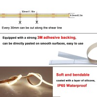 Topai 24V Cob Led Strip 328Ft Natural White 4000K Outdoor Waterproof Cri93 Self Adhesive Uniform Dotless 384Ledsm Cuttable Fl