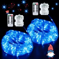 Jmexsuss 100Led Blue Rope Lights Battery Operated Halloween Lights Outdoor Waterproof Each 33Ft Battery Powered Christmas Strin