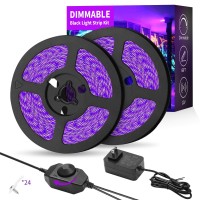 Dimmable Black Light Strip Kit 66Ft20M 1200 Leds 12V Flexible Blacklight Fixtures 385Nm400Nm Black Light Led Strip For Glow