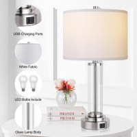 Qimh Table Lamps For Bedrooms Set Of 2 Touch Control Table Lamp With Usb Ca 3Way Dimmable Modern Nightstand Lamp With Fabric