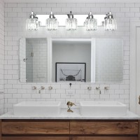 Bathroom Vanity Light Fixtures Modern Led Crystal Bathroom Vanity Light 5Lights Stainless Steel Crystal Vanity Lights Over Mirr