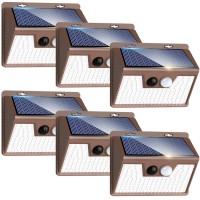 Peasur Solar Lights Outdoor Waterproof [6 Pack/140Led/Brown], Ultra-Bright Solar Motion Lights Outdoor, 3 Mode Solar Fence Lights Wall Lights, Solar Security Lighting For Garden Yard Step Outside