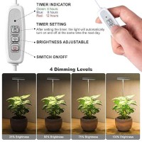 Lordem Grow Light Full Spectrum Red Blue Spectrum Plant Light For Indoor Plants Height Adjustable Growing Lamp With Auto On