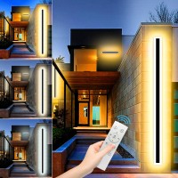 Aootuya Outdoor Led Modern Wall Lights, 32W 2880Lm Wall Sconce 31.4Inch With Remote Control, 3000K/4500K/6000K Selectable, Dimmable 10% To 100% Long Strip Lamp For Hallways, Living Room