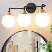 Ritakcdn Bathroom Light Fixtures Black Gold Bathroom Vanity Lights Over Mirror Modern Farmhouse Wall Sconce Lighting 3Light W