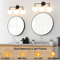 Ritakcdn Bathroom Light Fixtures Black Gold Bathroom Vanity Lights Over Mirror Modern Farmhouse Wall Sconce Lighting 3Light W