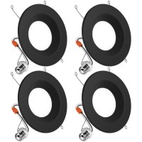 Sunco 4 Pack 5Cct Black Led Recessed 6 Inch 2700K3000K3500K4000K5000K Selectable Dimmable Can Lights Baffle Trim 13W120