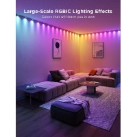 Govee Rgbic String Downlights, Smart Led String Lights Works With Alexa, Color Changing Indoor Wall Light Fixture For Party, New Year, Home Decor, 16.4Ft With 25 Leds, Music Sync, White