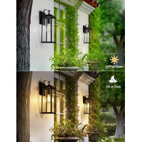 Doresshop Large Size Dusk To Dawn Outdoor Wall Lights, 16 Inch Matte Black Waterproof Anti-Rust Outdoor Light Fixtures Wall Mount With Clear Glass Shade For Porch, Garage, Etl Listed, 2 Pack