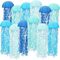 Baquler Set Of 12 Jellyfish Paper Lanterns Jellyfish Lanterns Hanging Decoration For Mermaid Sea Ocean Birthday Party Decoration