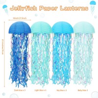 Baquler Set Of 12 Jellyfish Paper Lanterns Jellyfish Lanterns Hanging Decoration For Mermaid Sea Ocean Birthday Party Decoration