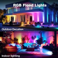 Nopoor Led Flood Light, Rgb Color Changing Flood Lights Outdoor, Smart Low Voltage Landscape Lights With App Control, 2700-6500K, Ip65 Pathway Lights For Garden Yards, Holiday Lights, Patio Lights