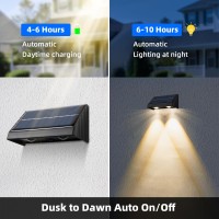 Solar Wall Lights Outdoor 3000K Warm White Downlights Waterproof Led Dusk To Dawn Solar House Lights For Deck Patio Porch Add