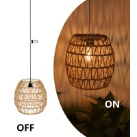 3Er Pack Battery Operated Pendant Light Outdoor Chandelier For Gazebo Hanging Lamp With Remote Control Timer Led Bulbs Rattan Shade Lantern For Porch Patio Backyard Decor Powered By 4*Aa Batteries