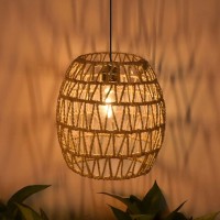 3Er Pack Battery Operated Pendant Light Outdoor Chandelier For Gazebo Hanging Lamp With Remote Control Timer Led Bulbs Rattan Shade Lantern For Porch Patio Backyard Decor Powered By 4*Aa Batteries