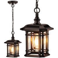 Vianis Outdoor Pendant Light, Brown Outdoor Chandelier Sconce, Oil Rubbed Bronze Porch Lights Outdoor Ceiling, Waterproof Hanging Outdoor Lights For House, Patio, Garden, Anti-Rust, 100% Aluminum