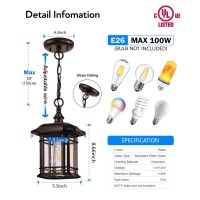 Vianis Outdoor Pendant Light, Brown Outdoor Chandelier Sconce, Oil Rubbed Bronze Porch Lights Outdoor Ceiling, Waterproof Hanging Outdoor Lights For House, Patio, Garden, Anti-Rust, 100% Aluminum