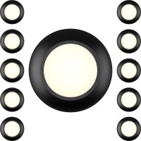 Jullison 10 Packs 4 Inch Black Led Low Profile Recessed & Surface Mount Disk Light, Round, 10W, 600 Lumens, 3000K Warm White, Cri80, Dob Design, Dimmable, Etl Listed