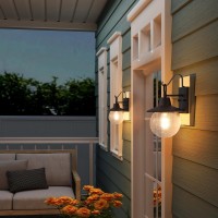 Farmhouse Outdoor Wall Lights, Bronze Exterior Wall Sconces Light Fixture With Seeded Glass, Modern Globe Waterproof Lanterns For Front Door, Entry, Porch, Patio, And Gazebo