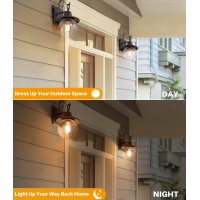 Farmhouse Outdoor Wall Lights, Bronze Exterior Wall Sconces Light Fixture With Seeded Glass, Modern Globe Waterproof Lanterns For Front Door, Entry, Porch, Patio, And Gazebo