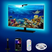 Bruwaa Smart Tv Led Backlight With Camera, 6.56Ft Bluetooth Rgb Led Strip Lights For Tv And Pc 27-40 Inch, Tv Led Lights That Sync With Tv And Music, App Control, Indoor