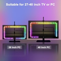 Bruwaa Smart Tv Led Backlight With Camera, 6.56Ft Bluetooth Rgb Led Strip Lights For Tv And Pc 27-40 Inch, Tv Led Lights That Sync With Tv And Music, App Control, Indoor