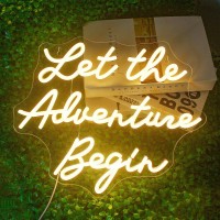 Nosun Let The Adventure Begin Neon Sign Warm White Neon Signs For Wall Decor Dimmable Lets Party Led Sign Funny Neon Lights