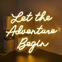 Nosun Let The Adventure Begin Neon Sign Warm White Neon Signs For Wall Decor Dimmable Lets Party Led Sign Funny Neon Lights