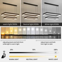 Modern Chandeliers For Living Room 2Ring Rectangles Pendant Light Kitchen Island Fixtures Dimmable Led Chandelier For Dining