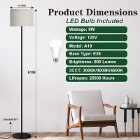 Verron Floor Lamp For Living Room Standing Lamp With 3 Color Temperatures Led Bulb Tall Lamp For Bedroom Office Black Floor L