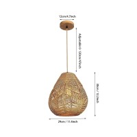 Kefa Wireless Battery Operated Pendant Light With Remote, Non Hardwired Hanging Ceiling Light, Hand Woven Rattan Large Pendant Lighting Chandelier For Kitchen Island Bedroom Living Dining Room