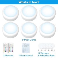 Cadrim Puck Lights 6 Pack 13 Colors Changeable Under Cabinet Lights Puck Lights With Remote Battery Powered Under Counter Lig