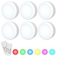 Cadrim Puck Lights 6 Pack 13 Colors Changeable Under Cabinet Lights Puck Lights With Remote Battery Powered Under Counter Lig