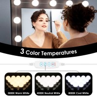 14 Bulbs Led Vanity Lights For Mirror 3000K 4500K 8000K 10 Level Brightness Adjustable Dimmable Mirror Lights Stick On With 2