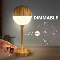 Nighthawk Lighting Cordless & Corded Dimmable Table Lamp - Indoors & Outdoors - Weather Rated - Usb-C Charging - Use Everywhere Bedside, Bookshelf, Accent, Dining, Patio, Kids Room - Wood