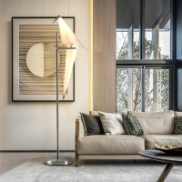 More Change 62Inch Modern Led Bird Floor Lamp For Living Room Modern Silver Standing Lamp With Bird Shade Floor Light Metal Fi