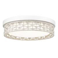 Boho Light Fixtures Ceiling 32W Led, Hwh 16'' Rattan Flush Mount Ceiling Light, White Handwoven Wicker Light Fixtures Ceiling Mount 3000K/3500K/4000K/5100K/6500K 32W, 5Hjf87Mf-Led Wh